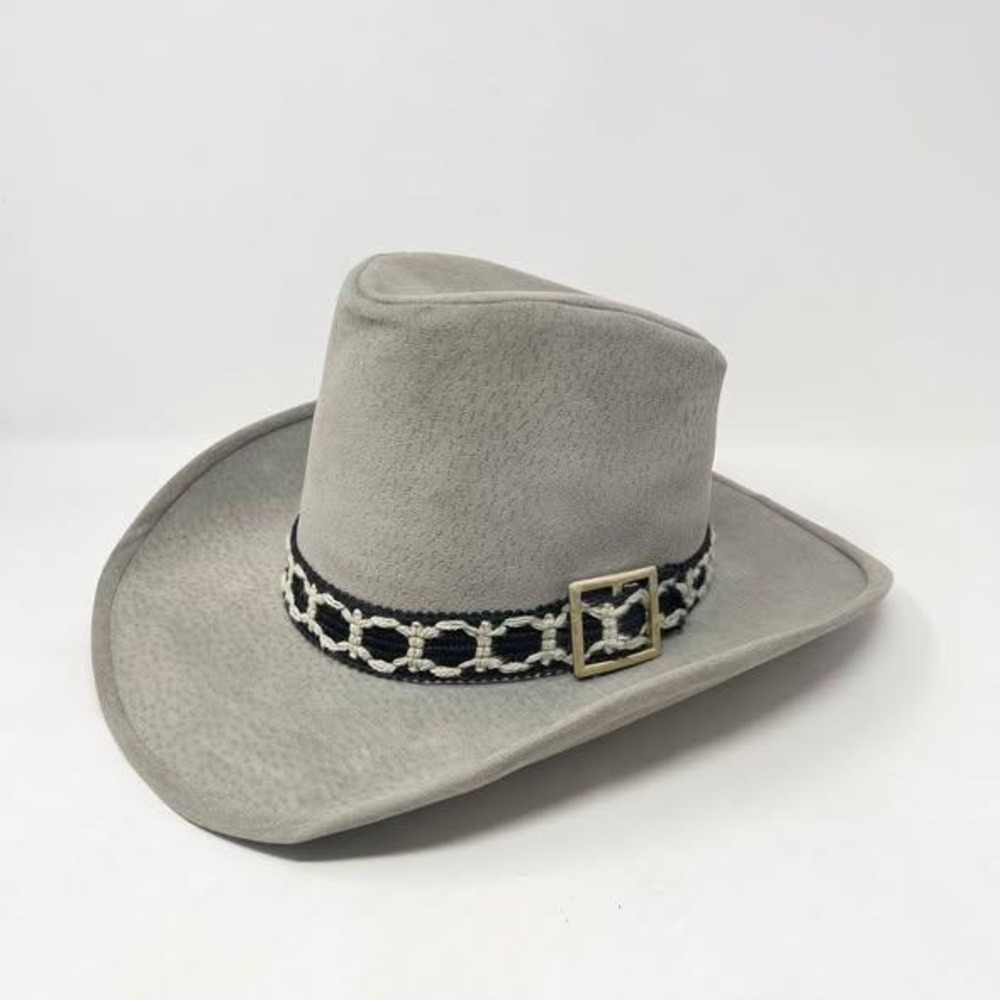 VTG Bailey U-Rollit Cowboy Hat Mens Medium Gray Felt Black Band w/Buckle Western